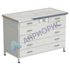 Стол-тумба с электрикой (2 ящика + 4 широких ящика) 1212x610x850 мм, раб. поверхность - КЕРАМИКА