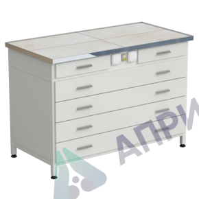 Стол-тумба с электрикой (2 ящика + 4 широких ящика) 1212x610x850 мм, раб. поверхность - КЕРАМИКА