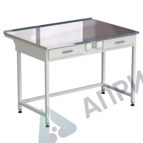 Стол лабораторный с 2-мя ящиками и электрикой 1200x850x850 мм, раб. поверхность - НЕРЖАВЕЮЩАЯ СТАЛЬ