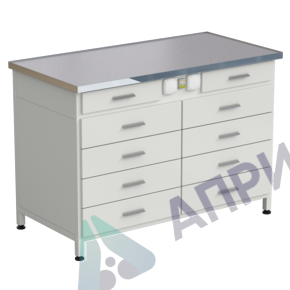 Стол-тумба с электрикой (2 ящика + 4 ящика + 4 ящика) 1212x610x850 мм, раб. поверхность - МОНОЛИТНЫЙ КЕРАМОГРАНИТ