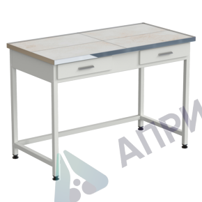 Стол лабораторный с 2 ящиками 1212х610х850 мм, раб. поверхность - КЕРАМИКА