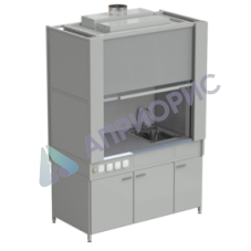 Шкаф вытяжной с коконом из стеклопластика с мойкой из НС и смесителем с электрикой 1500х820х2240 мм, раб. поверхность - МОНОЛИТНЫЙ КЕРАМОГРАНИТ