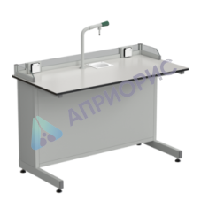 Стол ученический с подводом воды, с бортиком и розетками 1200х600х840, раб. поверхность - LABGRADE