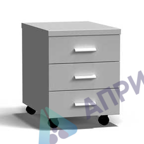 Тумба подкатная 3 ящика 400х540х530 мм, низкая, серый металл - СТАЛЬ