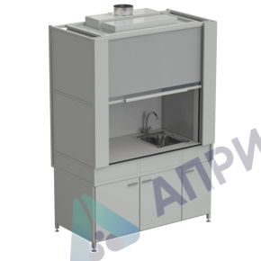 Шкаф вытяжной с коконом из стеклопластика с мойкой из НС и смесителем с ВЗБ светильником 1500х820х2240 мм, раб. поверхность - LABGRADE