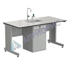 Стол ученический с сервисной стойкой, с электрикой, с подводом воды 1500х750х760, раб. поверхность - LABGRADE