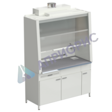 Шкаф вытяжной с подводом воды с ВЗБ светильником 1520х750х2160 мм, раб. поверхность - МОНОЛИТНЫЙ КЕРАМОГРАНИТ