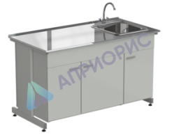 Мойка одинарная 1515х750х900 мм, одна чаша НС слева, смеситель, раб. поверхность - LABGRADE-лайт