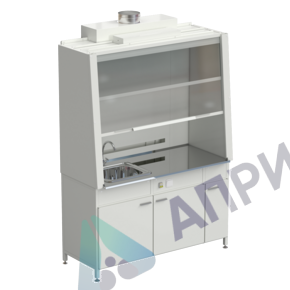 Шкаф вытяжной с одной мойкой из НС без электрики 1520х750х2160 мм, раб. поверхность - НЕРЖАВЕЮЩАЯ СТАЛЬ