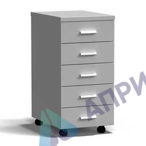 Тумба подкатная 5 ящиков 400х540х820 мм, высокая, серый металл - СТАЛЬ  код