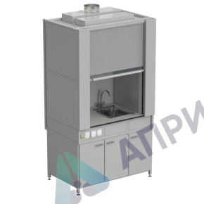 Шкаф вытяжной с коконом из стеклопластика с мойкой из НС и смесителем с электрикой 1200х820х2240 мм, раб. поверхность - LABGRADE