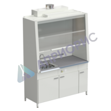 Шкаф вытяжной с одной мойкой из НС без электрики 1520х750х2160 мм, раб. поверхность - МОНОЛИТНЫЙ КЕРАМОГРАНИТ