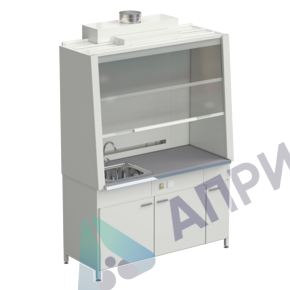 Шкаф вытяжной с одной мойкой из НС без электрики 1520х750х2160 мм, раб. поверхность - МОНОЛИТНЫЙ КЕРАМОГРАНИТ