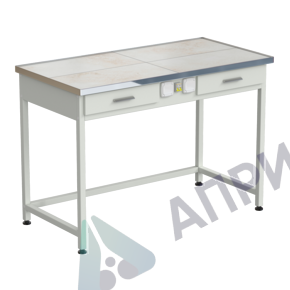 Стол лабораторный с 2-мя ящиками и электрикой 1212х610х850 мм, раб. поверхность - КЕРАМИКА