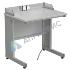 Стол ученический с бортиком и розетками 800х600х840, раб. поверхность - ЛАМИНАТ БЕЛЫЙ