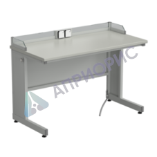 Стол ученический с бортиком и розетками 1200х600х840, раб. поверхность - ЛАМИНАТ СЕРЫЙ