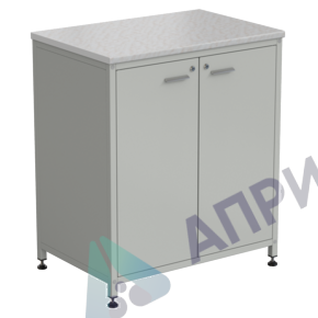 Шкаф-тумба серая 2 двери 910х615х1060 мм, раб. поверхность - ЛАМИНАТ БЕЛЫЙ