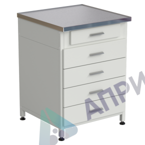 Тумба 5 ящиков 610х610х850, верхний ящик - роликовые направляющие, нижние ящики - направляющие полного выдвижения, МОНОЛИТНЫЙ КЕРАМОГРАНИТ