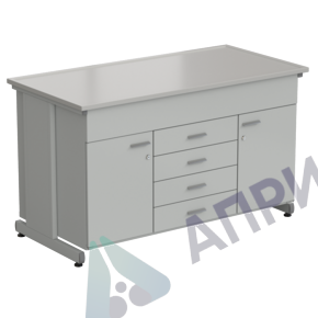 Стол-тумба 2 двери + 5 ящиков 1513х763х900, DURCON с бортиком
