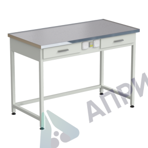 Стол лабораторный с 2-мя ящиками и электрикой 1212х610х850 мм, раб. поверхность - МОНОЛИТНЫЙ КЕРАМОГРАНИТ