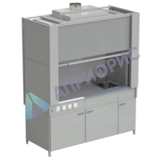 Шкаф вытяжной с коконом из стеклопластика с мойкой из НС и смесителем с электрикой 1800х820х2240 мм, раб. поверхность - МОНОЛИТНЫЙ КЕРАМОГРАНИТ