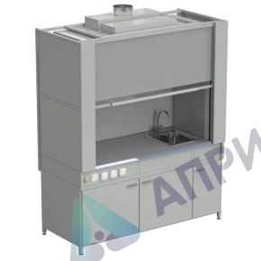 Шкаф вытяжной с коконом из стеклопластика с мойкой из НС и смесителем с электрикой 1800х820х2240 мм, раб. поверхность - МОНОЛИТНЫЙ КЕРАМОГРАНИТ