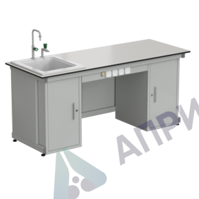 Стол демонстрационный с двумя напольными тумбами, с электрикой, с подводом воды 2000х750х900, раб. поверхность - LABGRADE