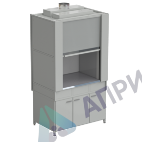 Шкаф вытяжной с коконом из стеклопластика без воды с ВЗБ светильником 1200х820х2240 мм, раб. поверхность - МОНОЛИТНЫЙ КЕРАМОГРАНИТ