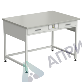 Стол лабораторный с 2 ящиками и электрикой (усиленный) 1200x850x850 мм, раб. поверхность - ЛАМИНАТ СЕРЫЙ