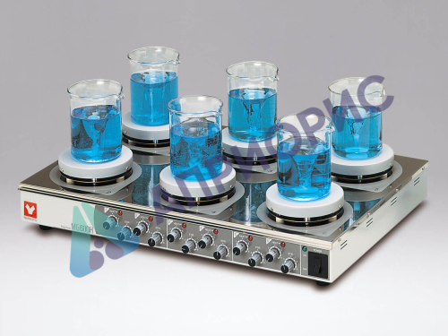 Магнитная мешалка с подогревом YAMATO MG600H (6 мест до 2 л, 300-1500 об/мин, до 250 °С)