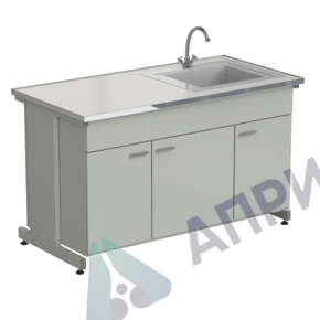 Мойка одинарная 1515х750х900 мм, одна чаша СП слева, смеситель, раб. поверхность - LABGRADE-лай