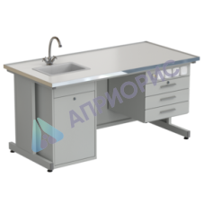 Стол лаборанта с подвесной тумбой, электрикой, водой 1515*750*760, раб. поверхность - LABGRADE-лайт