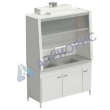 Шкаф вытяжной с двойной мойкой и ВЗБ светильником 1520х750х2160 мм, раб. поверхность - DURCON