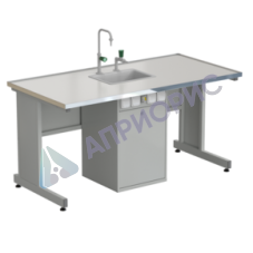 Стол ученический с сервисной стойкой, с электрикой, с подводом воды 1515х750х760, раб. поверхность - LABGRADE-лайт
