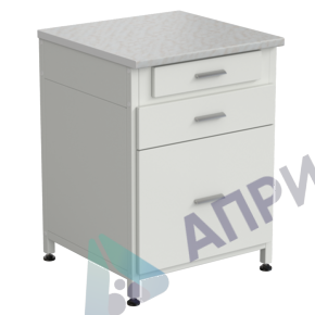 Тумба 3 ящика 610х600х850, верхний ящик - роликовые направляющие, нижние ящики - направляющие полного выдвижения, ЛАМИНАТ БЕЛЫЙ