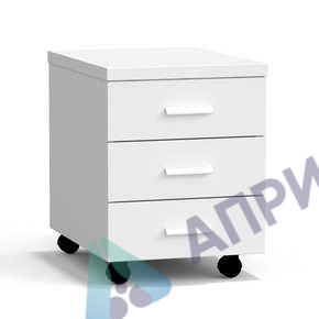 Тумба подкатная 3 ящика 400х540х530 мм, низкая, белый металл - СТАЛЬ
