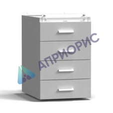 Тумба подвесная 4 ящика 400х540х610 мм, средняя, серый металл - СТАЛЬ