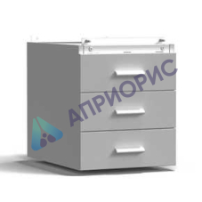 Тумба подвесная 3 ящика 400х540х465 мм, низкая, серый металл - СТАЛЬ