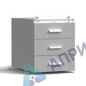 Тумба подвесная 3 ящика 400х540х465 мм, низкая, серый металл - СТАЛЬ