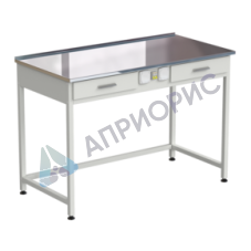 Стол лабораторный с 2-мя ящиками и электрикой 1200x600x850 мм, раб. поверхность - НЕРЖАВЕЮЩАЯ СТАЛЬ