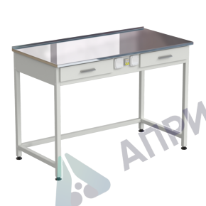 Стол лабораторный с 2-мя ящиками и электрикой 1200x600x850 мм, раб. поверхность - НЕРЖАВЕЮЩАЯ СТАЛЬ