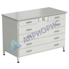 Стол-тумба с электрикой (2 ящика + 4 широких ящика) 1200x600x850 мм, раб. поверхность - DURCON