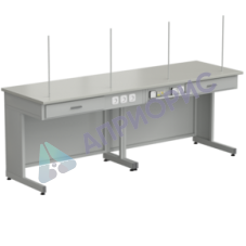 Стол демонстрационный с электрикой 2400*750*900, раб. поверхность - ЛАМИНАТ БЕЛЫЙ