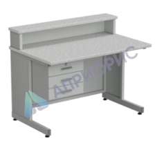 Стол преподавателя с полкой и подвесной тумбой 3 ящика 1200х750х950 в сборе, раб. поверхность - ЛАМИНАТ БЕЛЫЙ