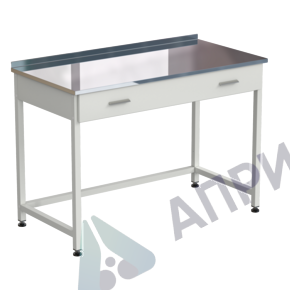 Стол лабораторный с 1 ящиком 1200х600х850 мм, раб. поверхность - НЕРЖАВЕЮЩАЯ СТАЛЬ