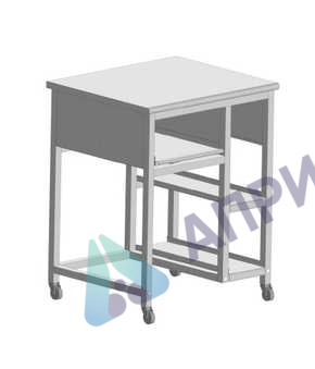 Стол приборный на роликах с выдвижной полкой 700х600х880, раб. поверхность - ЛАМИНАТ БЕЛЫЙ