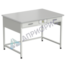 Стол лабораторный с 2 ящиками и электрикой (усиленный) 1200x850x850 мм, раб. поверхность - ЛАМИНАТ БЕЛЫЙ