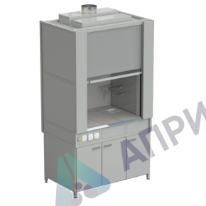 Шкаф вытяжной с коконом из стеклопластика с водой с электрикой 1200х820х2240 мм, раб. поверхность - КЕРАМИКА