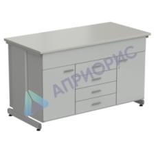 Стол-тумба 2 двери + 5 ящиков 1500х750х900, ЛАМИНАТ СЕРЫЙ