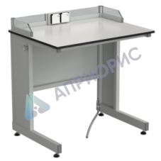 Стол ученический с бортиком и розетками 600х600х840, раб. поверхность - ЛАМИНАТ СЕРЫЙ